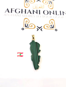 lebanon malachite gemstone - green lebanon necklace - Palestine gift jewelry - map of lebanon - Afghani Jordan - lebanon trendy jewelry - خريطة لبنان