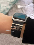 Apple watch Silver name on band - Rahaname - silver custom apple watch charms - apple watch band accessories - handmade silver - Afghani online - customized apple watch name with cubic zirconia - diamond bar with personalized name - UAE apple watch charms - Jordan apple watch name on band - Dubai Jewelry - custom name for watches - USA Apple Watch custom Jewelry - أبل ساعة اسم - اسم تفصيل للساعة - تفصيل اسم فضة مطلي ذهب - بار أبل وتش - الافغاني