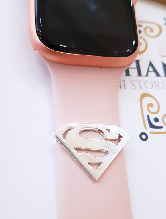 Superman watch band charm - man of steel  jewelry - pilot jewelry - silver custom apple watch charms - apple watch band accessories - handmade silver - Afghani online - customized apple watch name custom pin - Dubai jewelry - Name personalized for watches - UAE apple watch - Jordan apple watch name - Jewelry in Marvel - name for watches - USA Apple custom Jewelry - أبل ساعة سوبرمان - تفصيل للساعة - سوبرمان أبل وتش - الافغاني