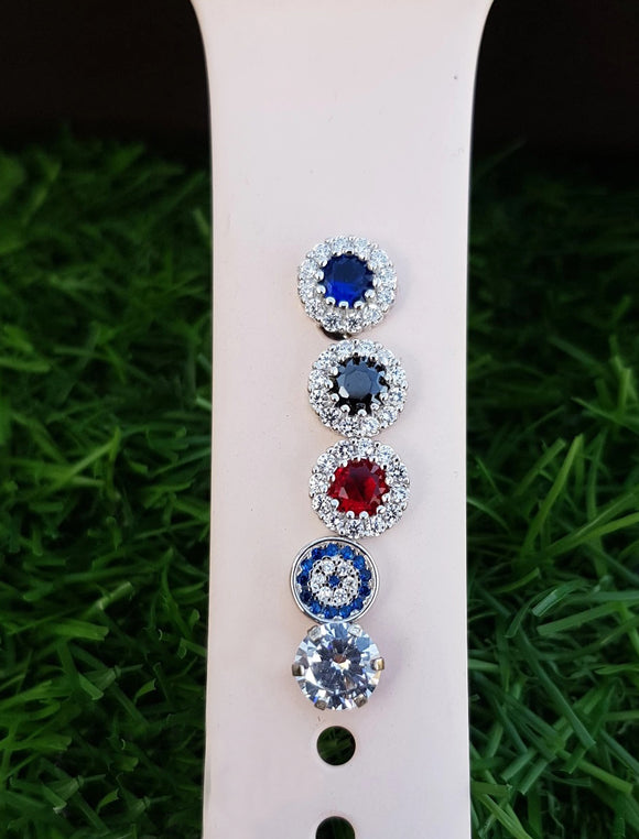 watch pins - gemstones charms - apple watch charms - crystal pin for band - cubic zirconia - Amethyst - rose quartz - emerald - apple watch pins and charms - Dubai jewelry - jewelry for watch