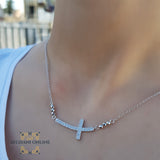 Silver cross necklace - Jordan necklaces - USA cross necklace - cubic zircon - women silver necklace - sparkle cross pendant - Afghani online - Jordan necklaces - الافغاني - سنسال صليب فضة - سناسيل للبنات - صليب حجر زركون